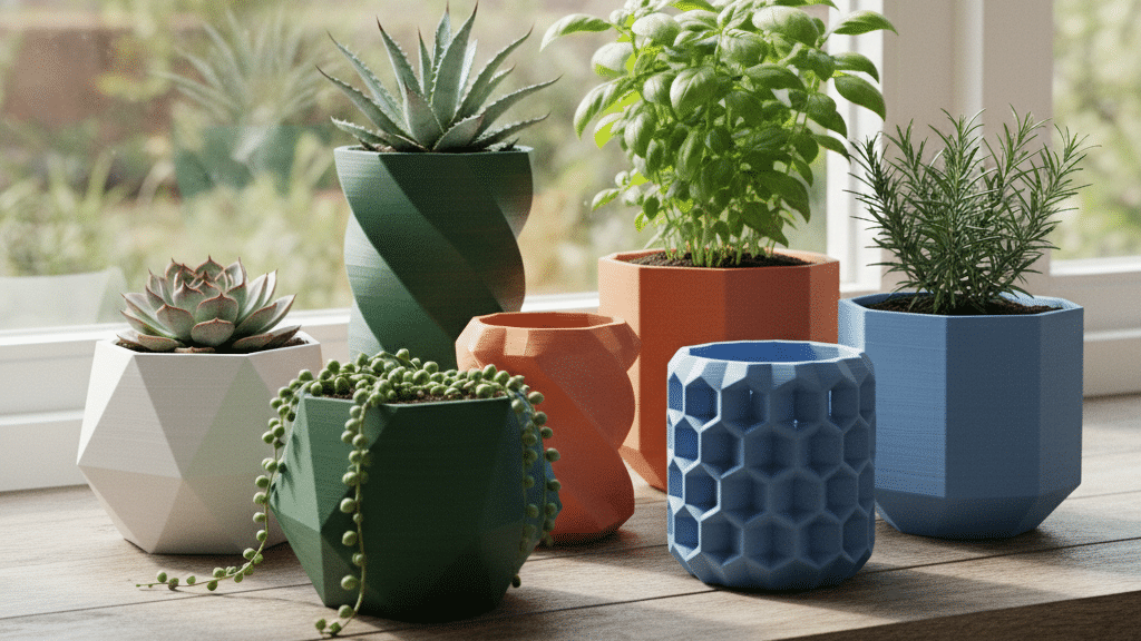 Colorful pots with various indoor plants on a sunny windowsill, enhancing home decor and adding a touch of nature to the room.