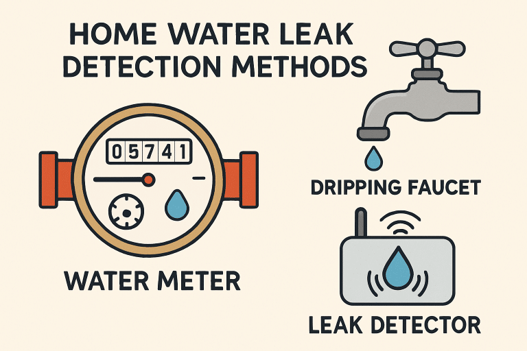 image Home water leak detection: methods include checking the water meter, spotting dripping faucets, and using a leak detector. | Sky Rye Design Home water leak detection: methods include checking the water meter, spotting dripping faucets, and using a leak detector.