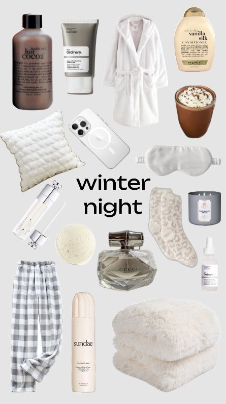 winter beauty home cosy warm evening winter Cozy winter night essentials: robe, hot cocoa, fuzzy socks, skincare, soft blanket, and aromatic candle for ultimate relaxation and comfort. | Sky Rye Design Cozy winter night essentials: robe, hot cocoa, fuzzy socks, skincare, soft blanket, and aromatic candle for ultimate relaxation and comfort.