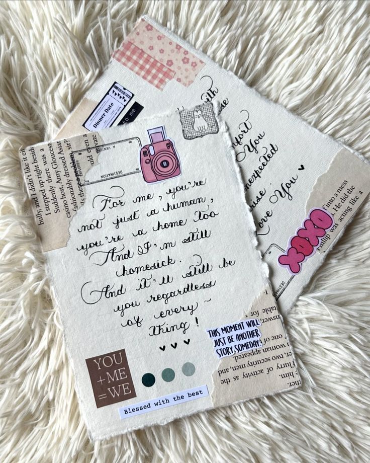 zdbdb Handwritten love letter with vintage stickers and designs on a textured surface. | Sky Rye Design Handwritten love letter with vintage stickers and designs on a textured surface.