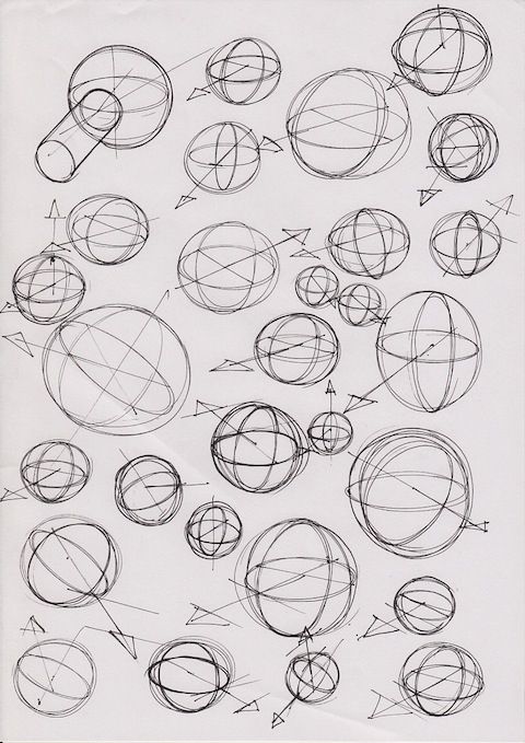 038d42326d032bb271dddd8ca1b6d824 Sketch of multiple overlapping spheres with directional arrows, illustrating perspective and depth on a plain white background. | Sky Rye Design Sketch of multiple overlapping spheres with directional arrows, illustrating perspective and depth on a plain white background.