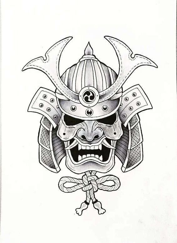 09a6222b-3ba3-4278-81bd-53aa32fe1f0b Samurai mask tattoo design in black and white, showcasing intricate details and strong expressions, symbolizing strength and courage. | Sky Rye Design Samurai mask tattoo design in black and white, showcasing intricate details and strong expressions, symbolizing strength and courage.
