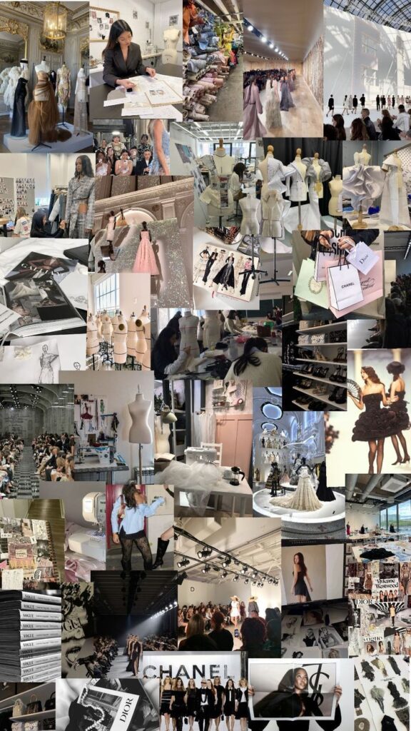 _ 12 Collage of fashion events, workshops, and runways featuring designers, models, and fabrics, capturing the vibrant world of couture. | Sky Rye Design Collage of fashion events, workshops, and runways featuring designers, models, and fabrics, capturing the vibrant world of couture.