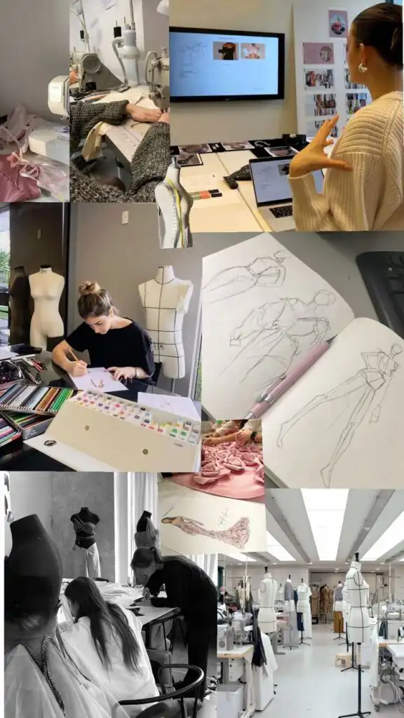 _ 14 Fashion design process: sketching, sewing, and creating garments in a studio. Mannequins, fabrics, and designers at work. | Sky Rye Design Fashion design process: sketching, sewing, and creating garments in a studio. Mannequins, fabrics, and designers at work.