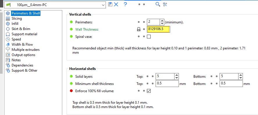 161318326-58d0eb0d-4f9b-4ef8-9b5e-85e846e4349e 3D printing software interface showing perimeter and shell settings, including wall thickness, solid layers, and shell dimensions. | Sky Rye Design 3D printing software interface showing perimeter and shell settings, including wall thickness, solid layers, and shell dimensions.