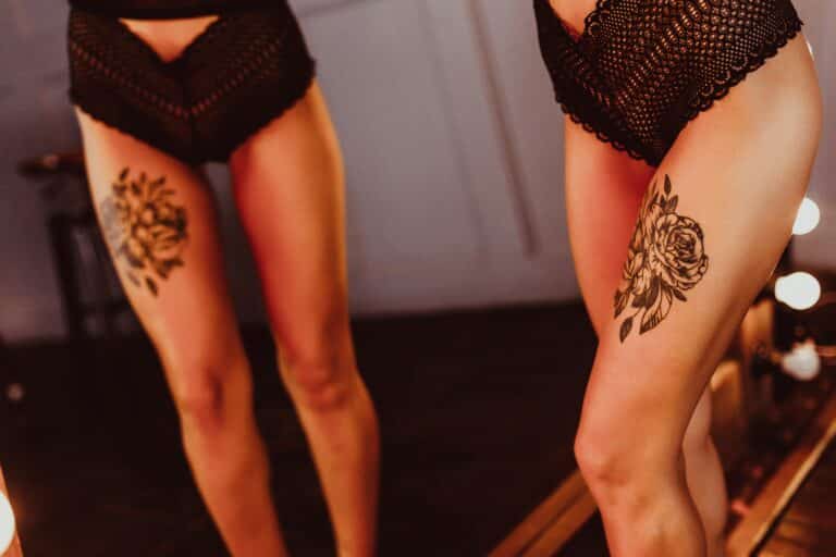 tribal thigh tattoos women