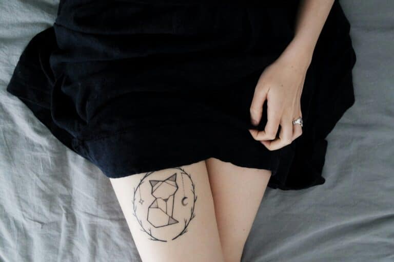 women thigh tattoo placement
