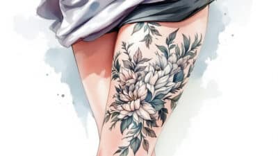 bold thigh tattoos women