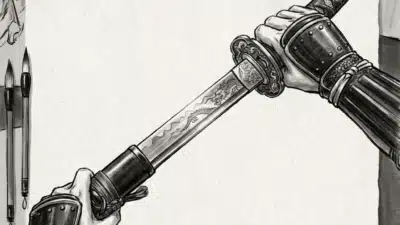 drawing a samurai sword