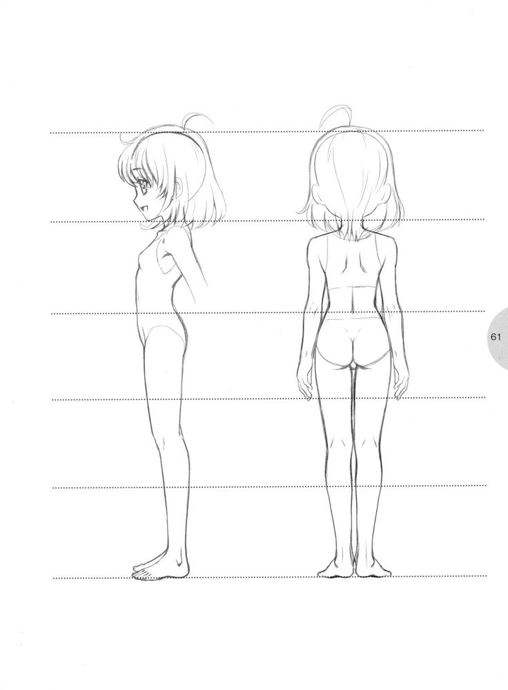 _ 19 Anime character design sketch showing side and back views, highlighting proportions and style for animation reference. | Sky Rye Design Anime character design sketch showing side and back views, highlighting proportions and style for animation reference.