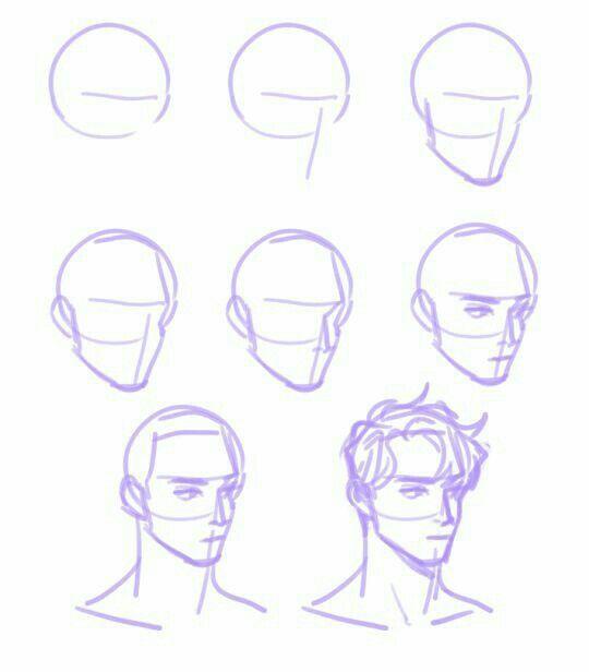 _ 2 Step-by-step guide drawing a male face from basic shapes to detailed features, showcasing progression from sketch to final illustration. | Sky Rye Design Step-by-step guide drawing a male face from basic shapes to detailed features, showcasing progression from sketch to final illustration.