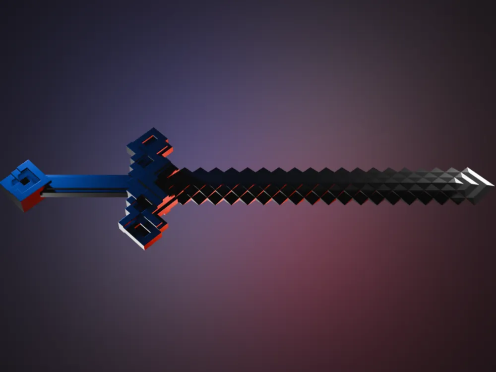 2024-11-10_7bc95c4995b6d Futuristic pixelated sword with a dark blade and blue hilt, glowing against a gradient background. Perfect for gaming or digital art themes. | Sky Rye Design Futuristic pixelated sword with a dark blade and blue hilt, glowing against a gradient background. Perfect for gaming or digital art themes.