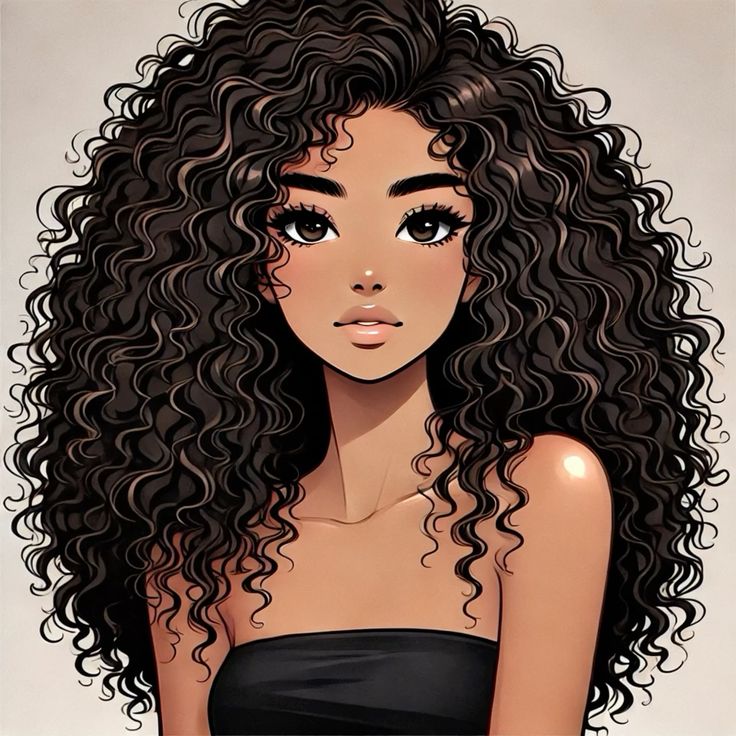 _ - 2025-12-05T164835976 Anime-style illustration of a young woman with voluminous curly hair, wearing a strapless top. Perfect for digital art or character design themes. | Sky Rye Design Anime-style illustration of a young woman with voluminous curly hair, wearing a strapless top. Perfect for digital art or character design themes.