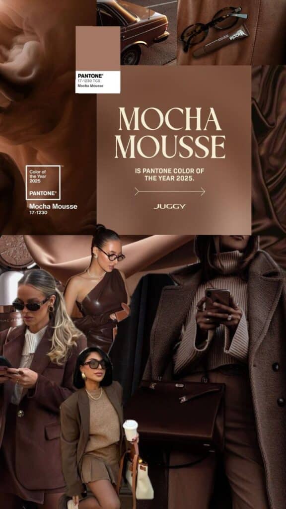 _ - 2025-12-10T115437233 Pantone 2025 Color of the Year Mocha Mousse theme with fashion and lifestyle elements in rich brown shades. | Sky Rye Design Pantone 2025 Color of the Year Mocha Mousse theme with fashion and lifestyle elements in rich brown shades.