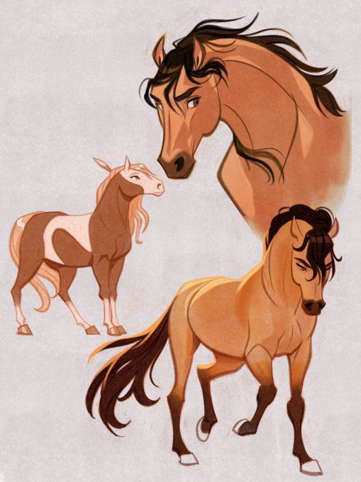 _ - 2025-12-10T125254788 Illustration of three animated horses with expressive features, showcasing various poses and coats, in a dynamic composition. | Sky Rye Design Illustration of three animated horses with expressive features, showcasing various poses and coats, in a dynamic composition.