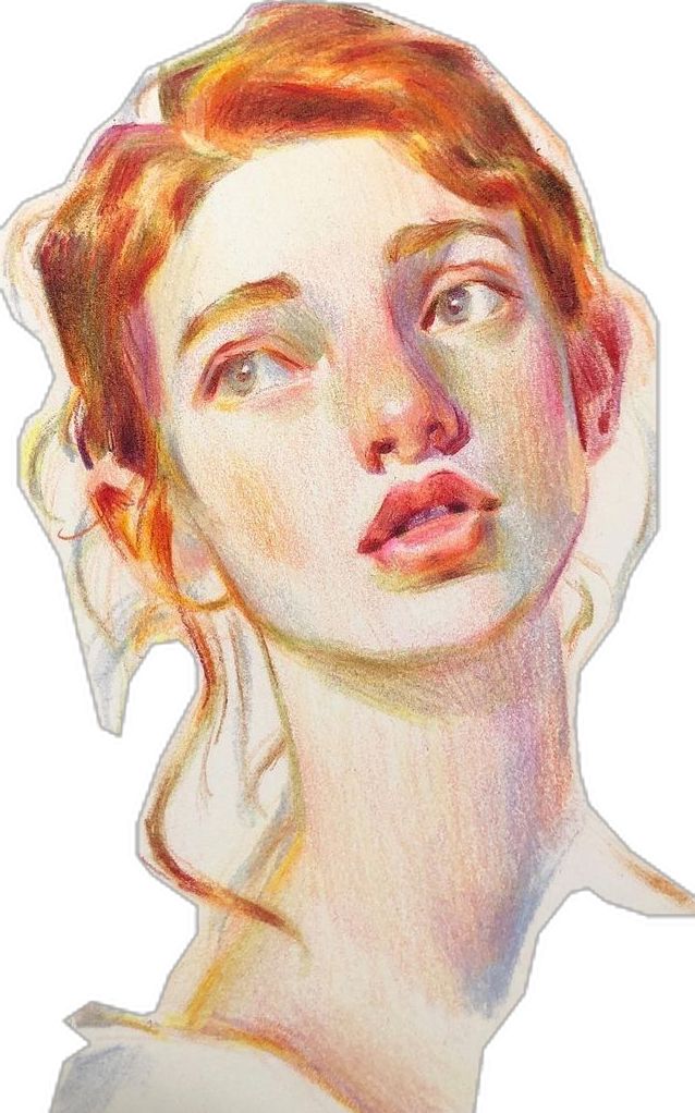 _ - 2025-12-12T163813360 Illustration of a woman with vibrant auburn hair, gazing upwards. The artwork features soft, expressive pencil shading and warm colors. | Sky Rye Design Illustration of a woman with vibrant auburn hair, gazing upwards. The artwork features soft, expressive pencil shading and warm colors.