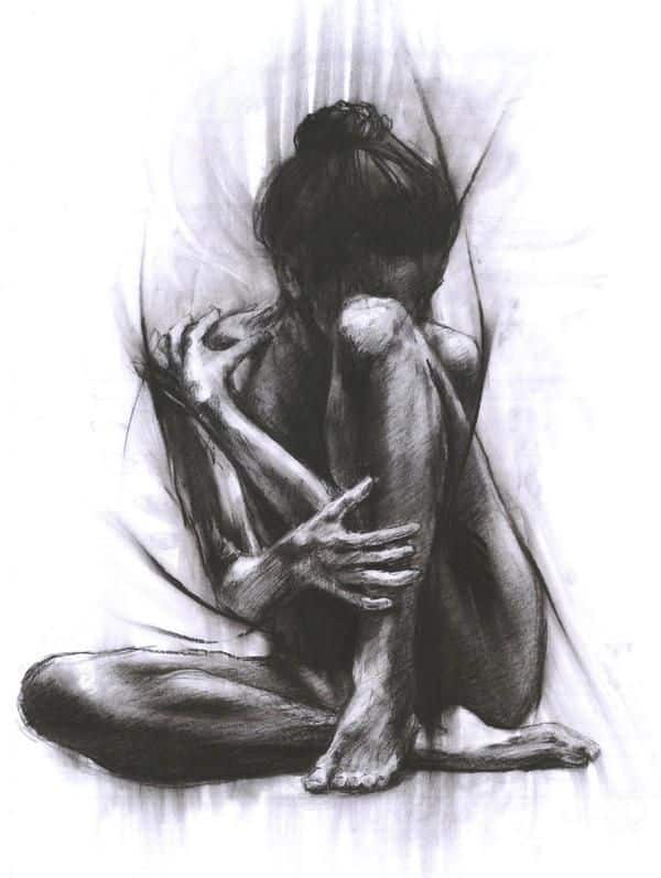 _ - 2025-12-24T002835934 Charcoal drawing of a seated figure, arms wrapped around legs, conveying introspection and emotion. Black and white art illustration. | Sky Rye Design Charcoal drawing of a seated figure, arms wrapped around legs, conveying introspection and emotion. Black and white art illustration.