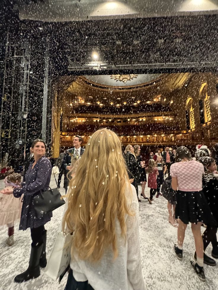 _ - 2025-12-28T140938287 Crowd enjoying indoor snowfall effect in a grand theater, with ornate ceiling and bright lights, creating a festive atmosphere. | Sky Rye Design Crowd enjoying indoor snowfall effect in a grand theater, with ornate ceiling and bright lights, creating a festive atmosphere.