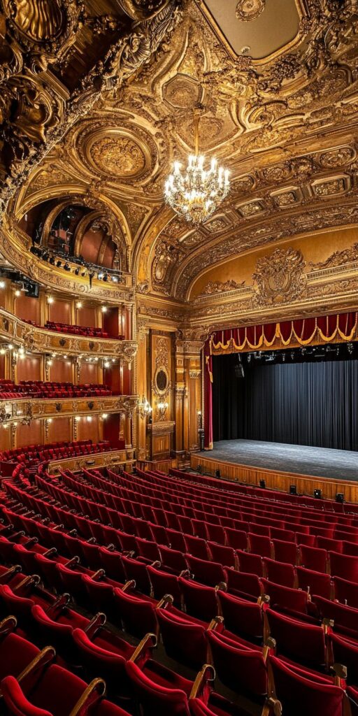 _ - 2025-12-28T143138815 Ornate theater interior with red seats, detailed ceiling, and a grand chandelier; opulent architecture highlighting luxury and elegance. | Sky Rye Design Ornate theater interior with red seats, detailed ceiling, and a grand chandelier; opulent architecture highlighting luxury and elegance.