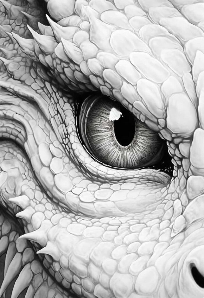 _ - 2025-12-28T151540113 Close-up of a dragon eye with detailed scales, showcasing a mythical creature's intense, captivating gaze. Fantasy art illustration. | Sky Rye Design Close-up of a dragon eye with detailed scales, showcasing a mythical creature's intense, captivating gaze. Fantasy art illustration.