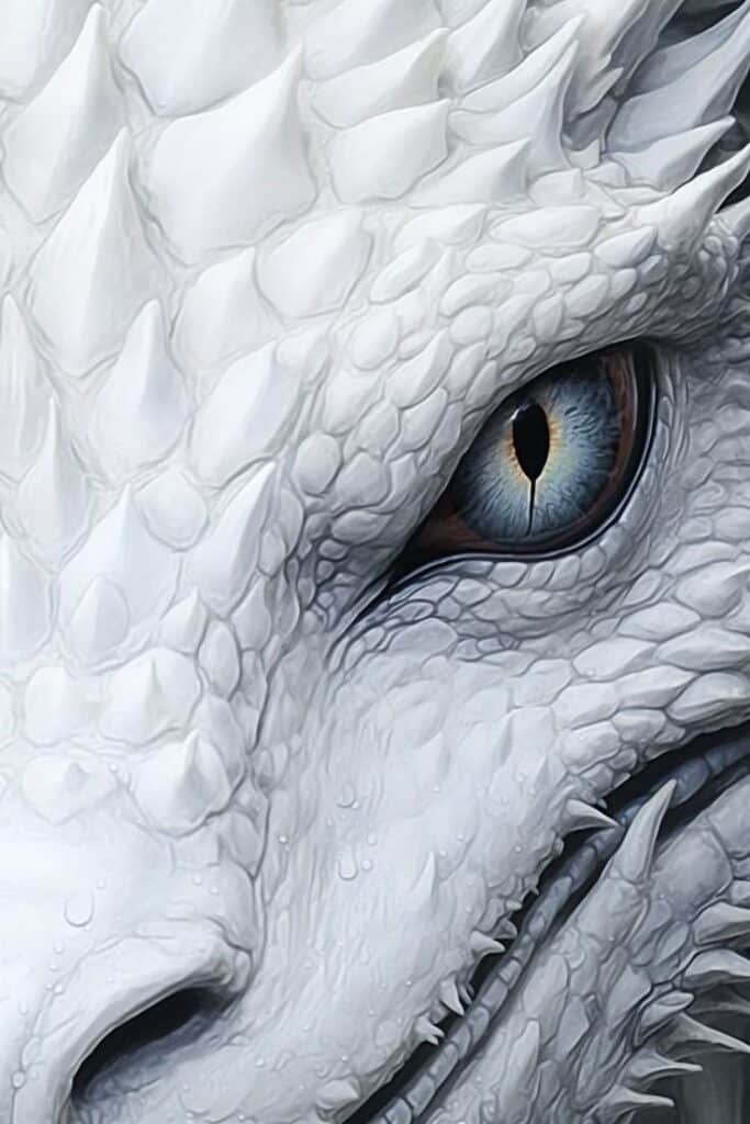 _ - 2025-12-28T154252487 Close-up of a white dragon's textured scales and piercing blue eye, capturing mythical creature detail and fantasy art essence. | Sky Rye Design Close-up of a white dragon's textured scales and piercing blue eye, capturing mythical creature detail and fantasy art essence.