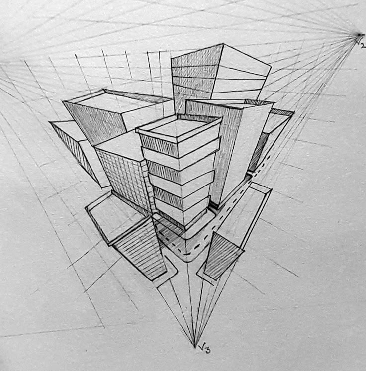 213baa60df5224406489f0fa3f71ee34 Black and white perspective drawing of modern buildings, showcasing architectural lines and angles in a cityscape design. | Sky Rye Design Black and white perspective drawing of modern buildings, showcasing architectural lines and angles in a cityscape design.