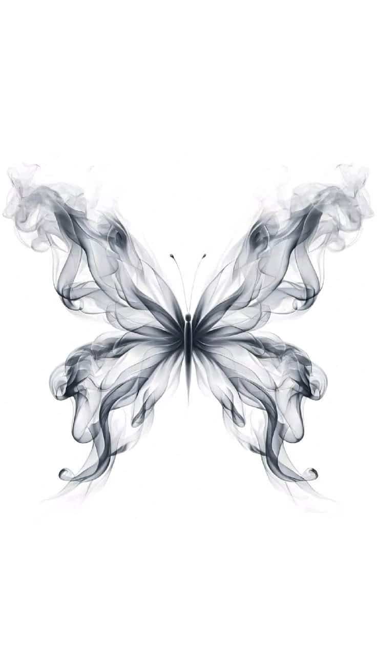 _ 28 Elegant smoky butterfly design with symmetrical wings on a white background, showcasing intricate swirling patterns and artistic finesse. | Sky Rye Design Elegant smoky butterfly design with symmetrical wings on a white background, showcasing intricate swirling patterns and artistic finesse.