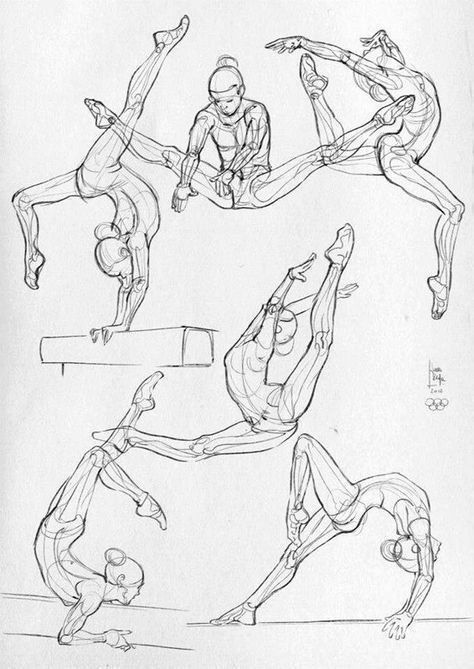 34afa1d0-a4ef-4eca-a2c8-2b36d300444a Sketch of a gymnast in various poses, illustrating dynamic movement and flexibility. Line drawing with focus on balance and form. | Sky Rye Design Sketch of a gymnast in various poses, illustrating dynamic movement and flexibility. Line drawing with focus on balance and form.