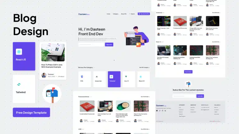 36b45af0-32a0-4491-b862-8d67ca2b7f7f-cover Responsive blog design layout showcasing categories like React JS, Tailwind, and CSS, with articles and a subscription option. | Sky Rye Design Responsive blog design layout showcasing categories like React JS, Tailwind, and CSS, with articles and a subscription option.
