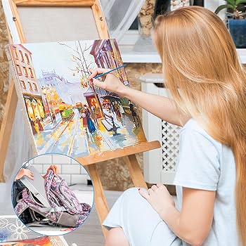 71--ZtGbC2L_AC_UF350350_QL80_ Woman painting a colorful cityscape on canvas; inset shows art supplies in a bag. Ideal for artists interested in creative projects. | Sky Rye Design Woman painting a colorful cityscape on canvas; inset shows art supplies in a bag. Ideal for artists interested in creative projects.