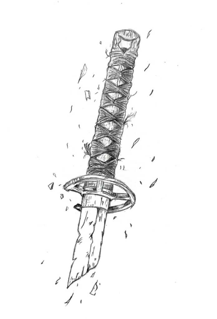 9cccb6e740b289b66b33db89d2bb98f6 Illustrated broken katana with detailed hilt design, surrounded by shards. Hand-drawn style evokes a sense of history and craftsmanship. | Sky Rye Design Illustrated broken katana with detailed hilt design, surrounded by shards. Hand-drawn style evokes a sense of history and craftsmanship.