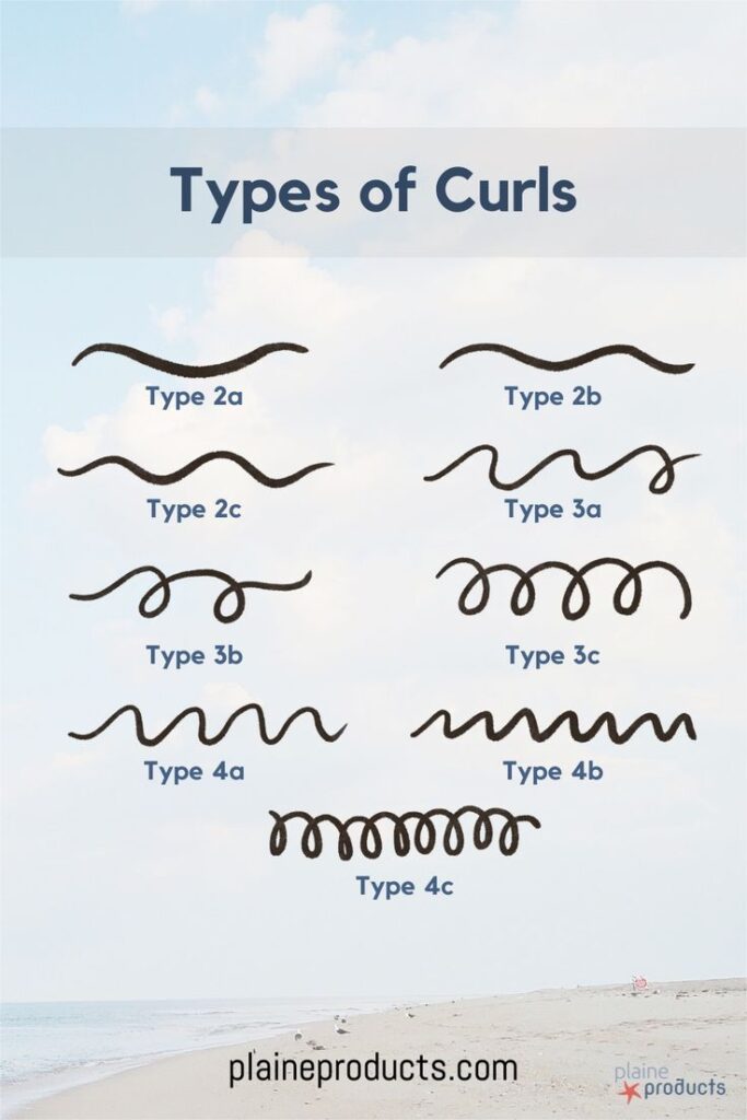 All About Curly Hair Types - Plaine Products Illustration of diverse hair curl types, ranging from 2a to 4c, on a textured background by Plaine Products. | Sky Rye Design Illustration of diverse hair curl types, ranging from 2a to 4c, on a textured background by Plaine Products.
