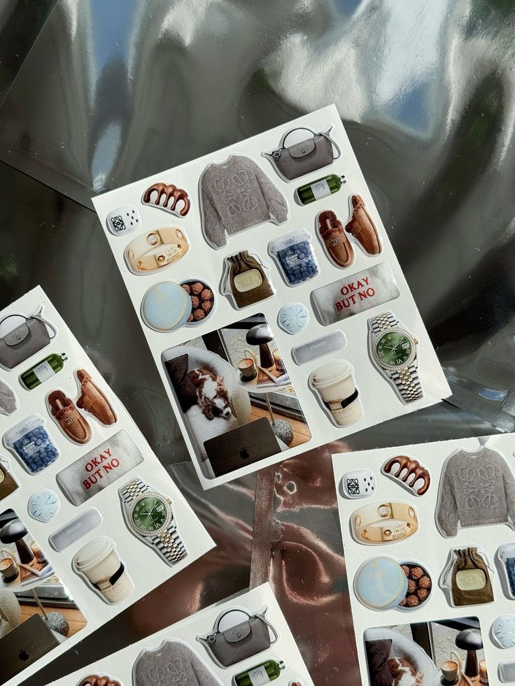 Chill Style 380 грн💘 Stickers featuring cozy sweater, watch, coffee, laptop, and Okay But No text on shiny surface; aesthetic lifestyle theme. | Sky Rye Design Stickers featuring cozy sweater, watch, coffee, laptop, and Okay But No text on shiny surface; aesthetic lifestyle theme.