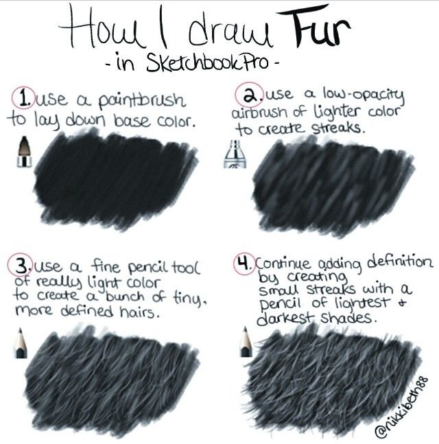 How to draw fur How to draw fur using Sketchbook Pro: use paintbrush, airbrush, and pencil tools for layering and detailing. | Sky Rye Design How to draw fur using Sketchbook Pro: use paintbrush, airbrush, and pencil tools for layering and detailing.