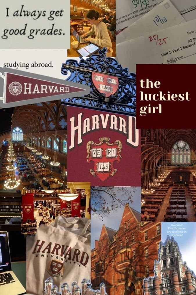 I WILL GET IN 😩😩😩😩 Collage featuring Harvard University signs, students studying, and library interiors, illustrating academic excellence and aspiration. | Sky Rye Design Collage featuring Harvard University signs, students studying, and library interiors, illustrating academic excellence and aspiration.