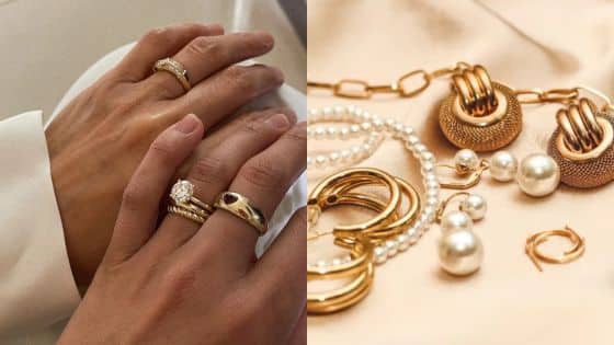 Jewelry Design Principles Creating Custom Pieces and Transforming Existing Treasures Close-up of hands wearing elegant gold and diamond rings; paired with a selection of gold and pearl jewelry on a soft background. | Sky Rye Design Close-up of hands wearing elegant gold and diamond rings; paired with a selection of gold and pearl jewelry on a soft background.