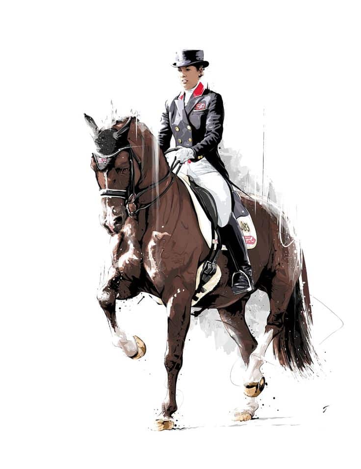 Olympians Dinner on Behance Illustration of an equestrian rider performing dressage on a horse, depicting elegance and precision in a disciplined sport. | Sky Rye Design Illustration of an equestrian rider performing dressage on a horse, depicting elegance and precision in a disciplined sport.