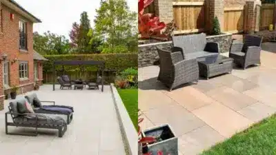 Modern patio designs with stylish outdoor furniture and well-maintained gardens. Ideal for backyard relaxation and entertainment.