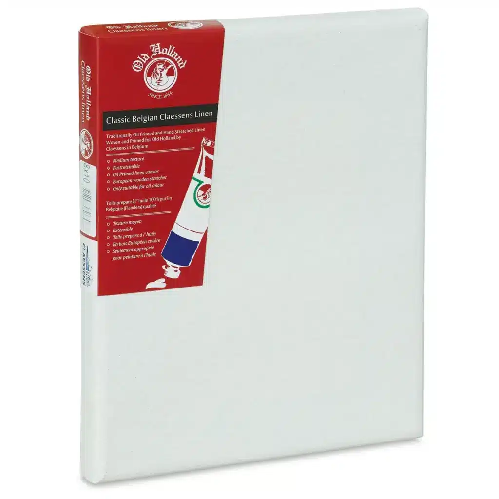Old Holland Classic Belgian Claessens Linen, oil-primed canvas, ideal for painting, 8x10 inch, medium texture, premium quality.