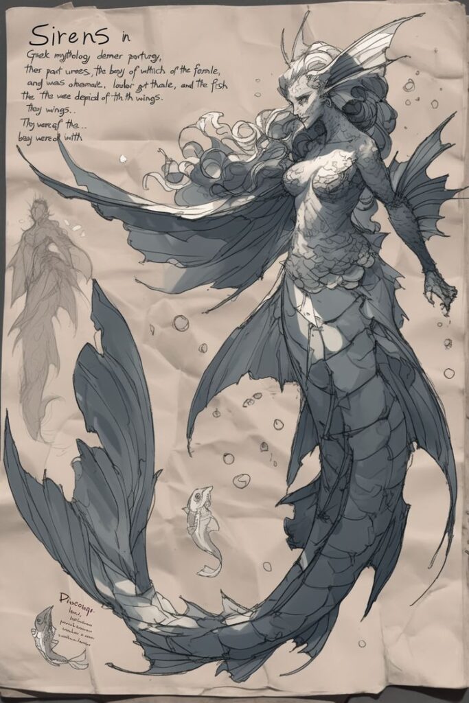 Sirens Fantasy artwork of a mythical siren with fish tail and flowing hair, holding a mysterious pose underwater, surrounded by bubbles. | Sky Rye Design Fantasy artwork of a mythical siren with fish tail and flowing hair, holding a mysterious pose underwater, surrounded by bubbles.