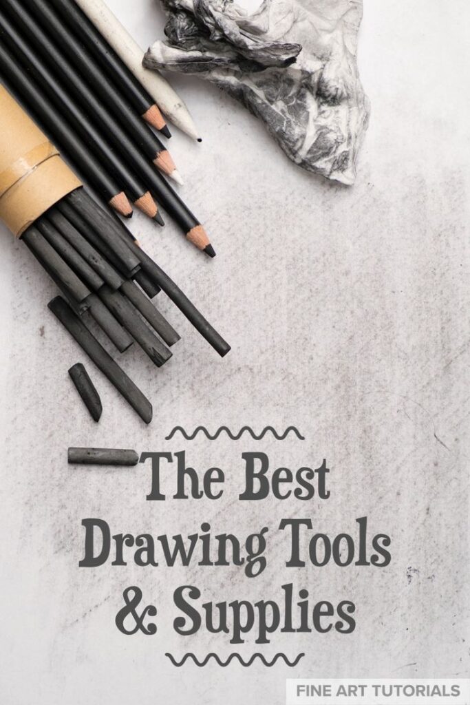 The Best Drawing Tools Supplies Charcoal and pencils on paper with text, The Best Drawing Tools & Supplies, showcasing top art materials for artists. | Sky Rye Design Charcoal and pencils on paper with text, The Best Drawing Tools & Supplies, showcasing top art materials for artists.