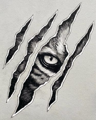 Tiger slash_ Ink Animal Drawing | Sky Rye Design