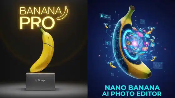 Viewing-Deck-Blog-_1_ Digital art of Banana Pro and Nano Banana AI Photo Editor, featuring futuristic bananas with high-tech, glowing interfaces. | Sky Rye Design Digital art of Banana Pro and Nano Banana AI Photo Editor, featuring futuristic bananas with high-tech, glowing interfaces.