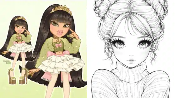 Viewing-Deck-Blog_-копия-_2_ Illustrated fashion doll in a green outfit next to a line-art portrait. Retro style meets modern elegance in this creative artwork. | Sky Rye Design Illustrated fashion doll in a green outfit next to a line-art portrait. Retro style meets modern elegance in this creative artwork.