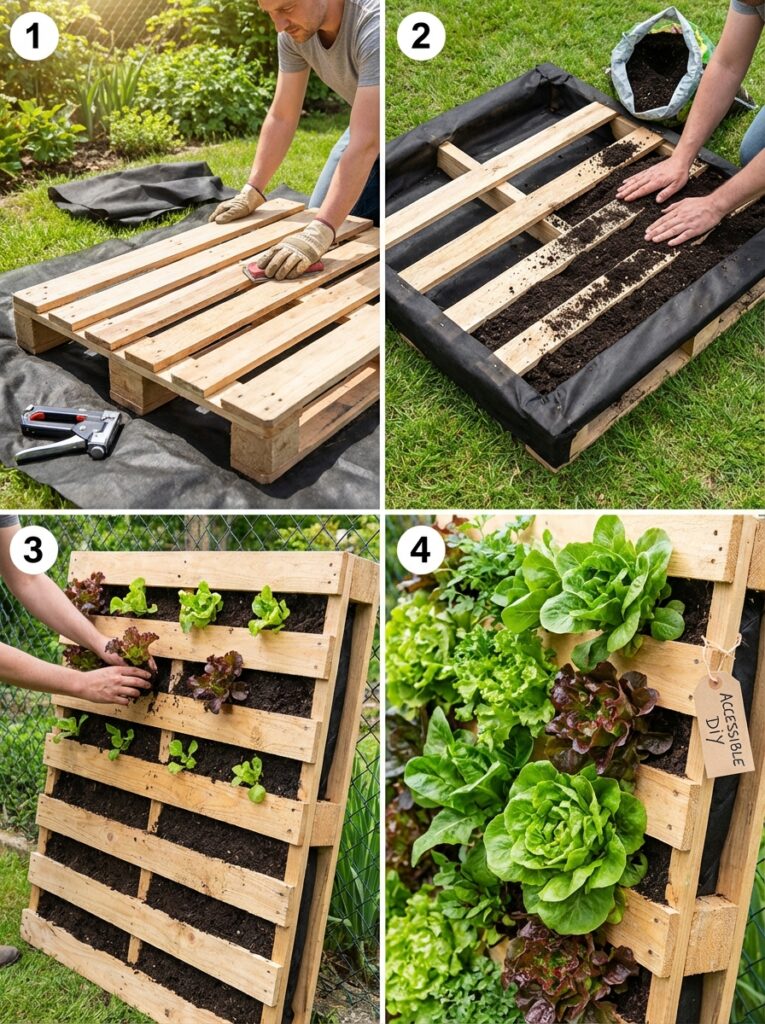 ai-photo-studio-1766677673694-1 Vertical pallet garden step-by-step: prepare pallet, add soil, plant seedlings, and enjoy fresh greens. DIY gardening made easy. | Sky Rye Design Vertical pallet garden step-by-step: prepare pallet, add soil, plant seedlings, and enjoy fresh greens. DIY gardening made easy.