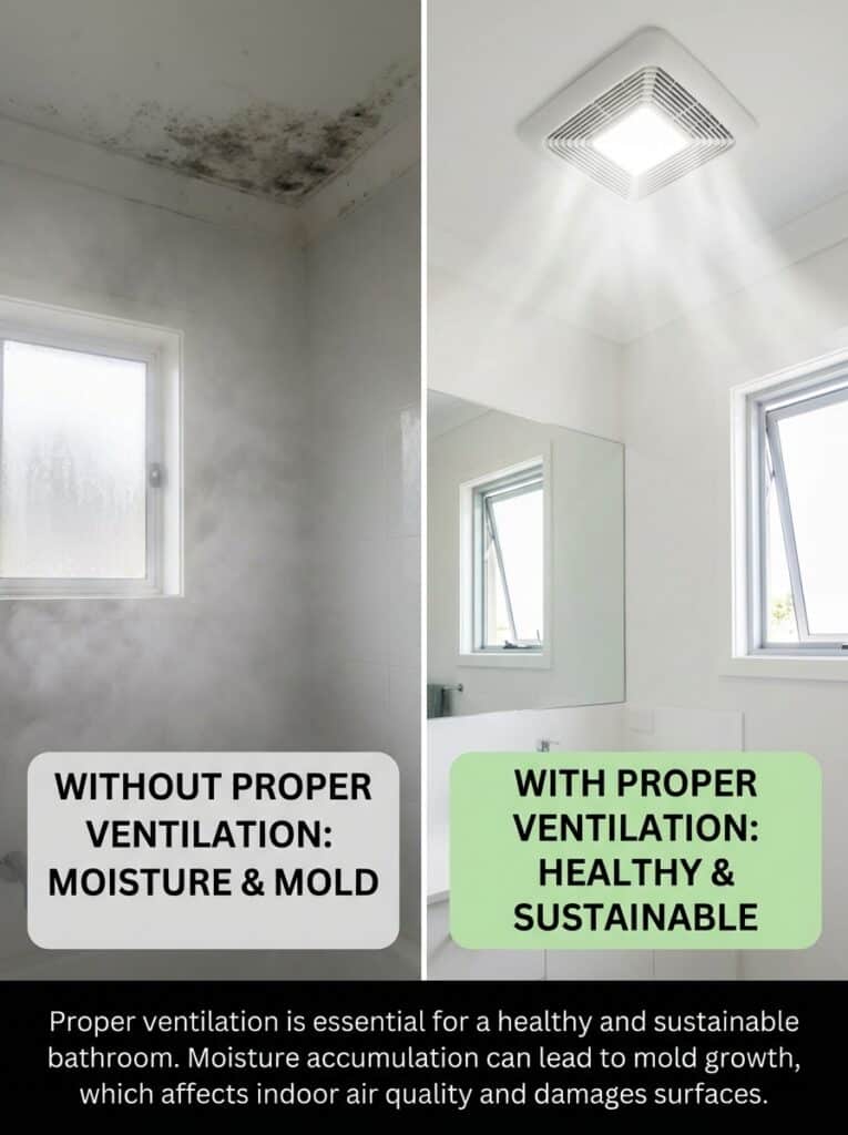 ai-photo-studio-1767012601992-1 Comparison of bathroom walls with and without proper ventilation, illustrating moisture and mold issues versus a healthy environment. | Sky Rye Design Comparison of bathroom walls with and without proper ventilation, illustrating moisture and mold issues versus a healthy environment.