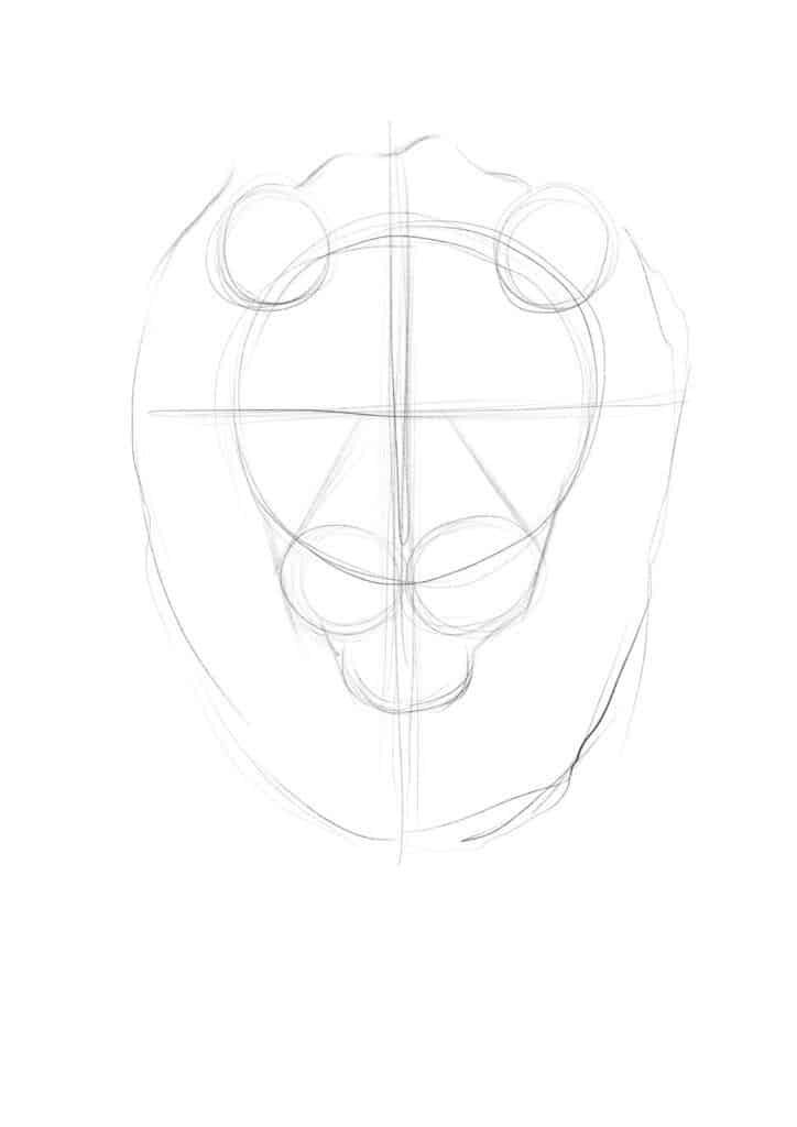 b5d52ed502d25aa9836b9685286dfc8a Pencil sketch of lion head outline, showing basic shapes and guidelines, ideal for learning how to draw animal portraits step by step. | Sky Rye Design Pencil sketch of lion head outline, showing basic shapes and guidelines, ideal for learning how to draw animal portraits step by step.