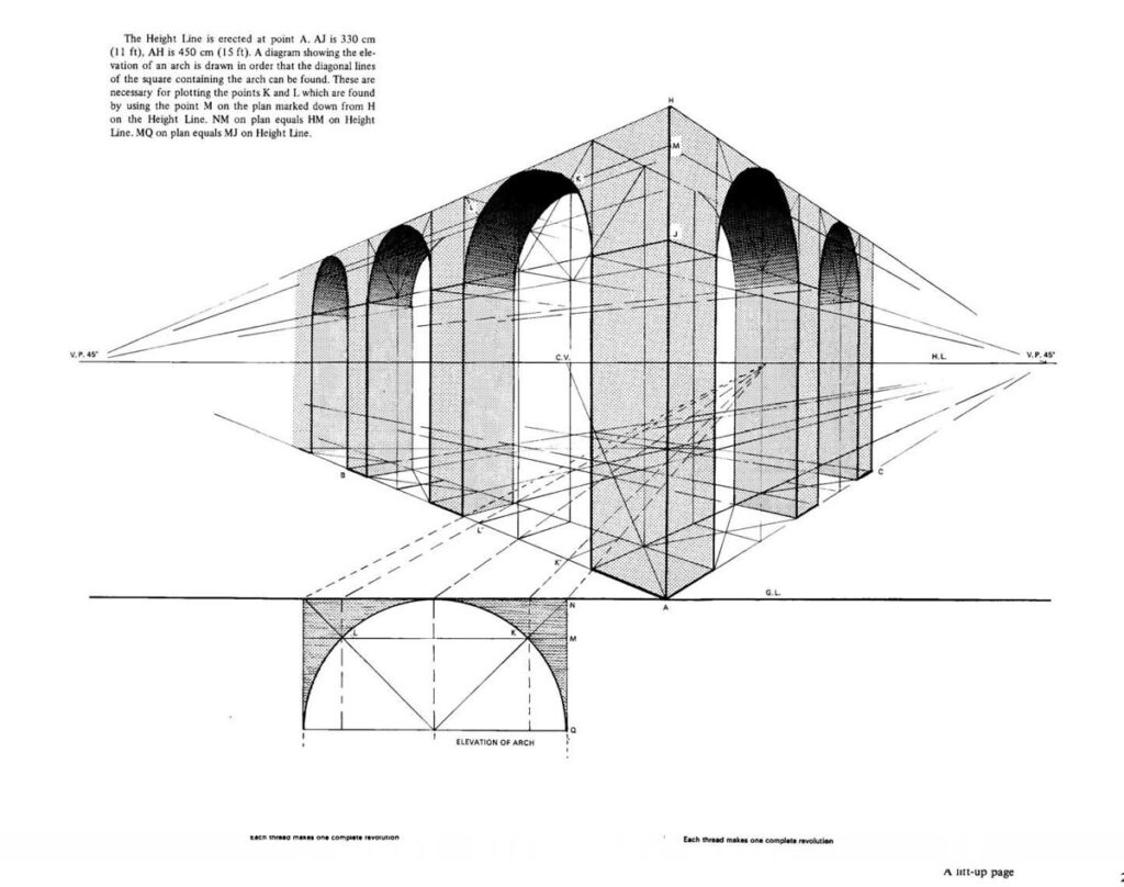 c2d78f86c72206a9c409b7b99fab3308 Architectural drawing illustrating elevation and perspective of arches with dimensions and construction lines. | Sky Rye Design Architectural drawing illustrating elevation and perspective of arches with dimensions and construction lines.