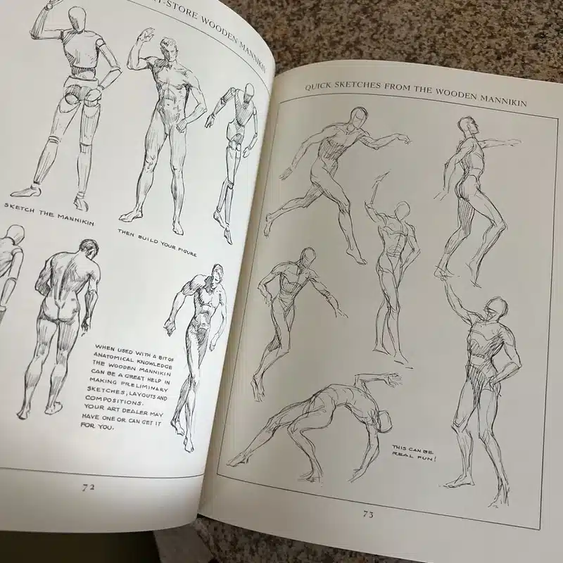 ea9c5298-5303-44e6-aabd-07a2bd76e8f7 Sketchbook pages showing various poses of a wooden mannequin for artists. Ideal for preliminary sketches and figure drawing. | Sky Rye Design Sketchbook pages showing various poses of a wooden mannequin for artists. Ideal for preliminary sketches and figure drawing.