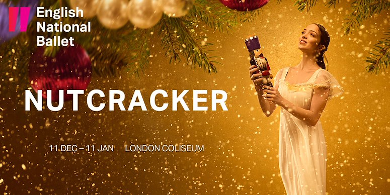 event-hero-image_46168 English National Ballet presents The Nutcracker at London Coliseum, 11 Dec - 11 Jan. Woman holding nutcracker under festive lights. | Sky Rye Design English National Ballet presents The Nutcracker at London Coliseum, 11 Dec - 11 Jan. Woman holding nutcracker under festive lights.